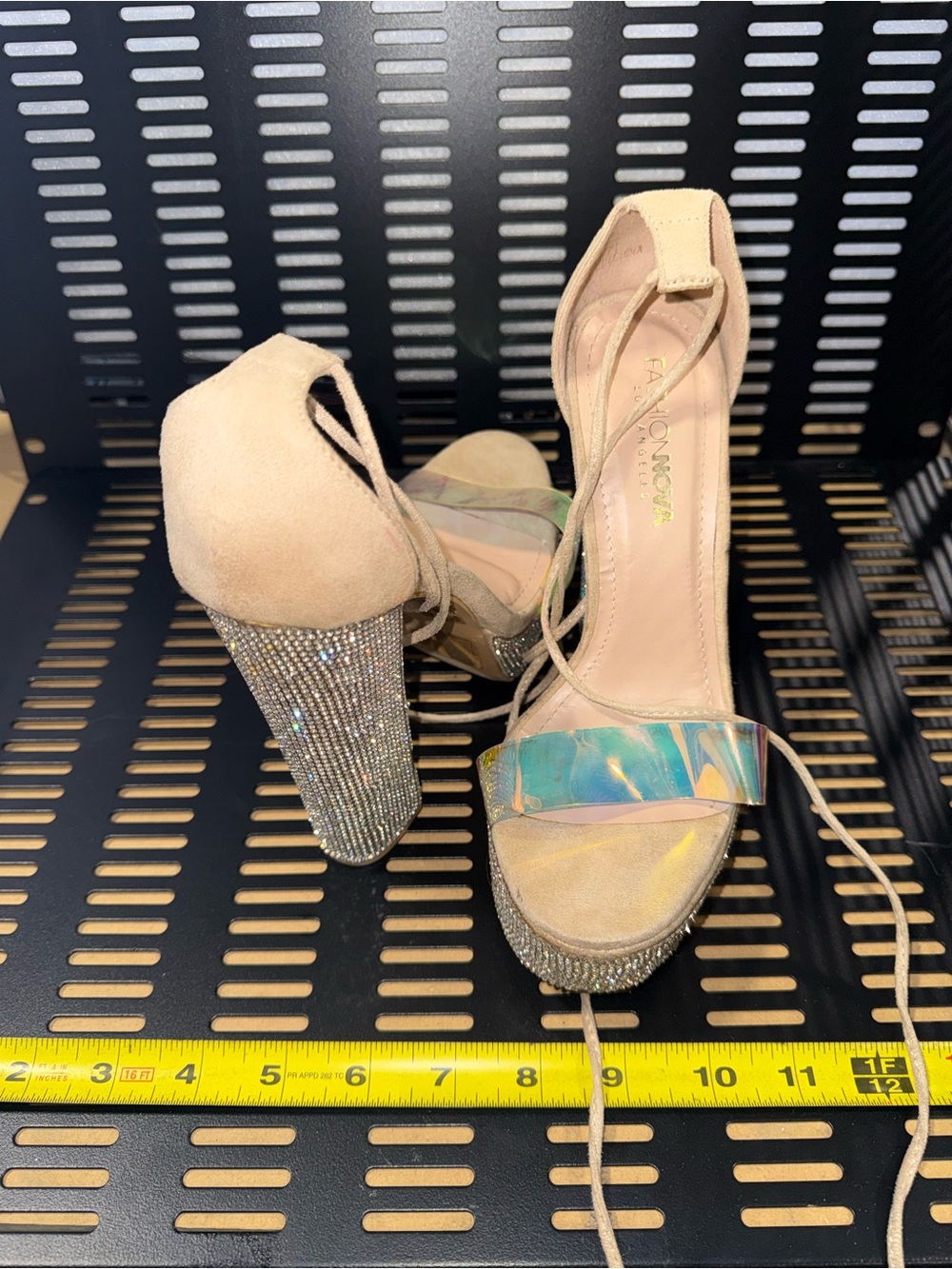 Fashion Nova Semira 1 Rhinestone Platform Heels Gold & Silver